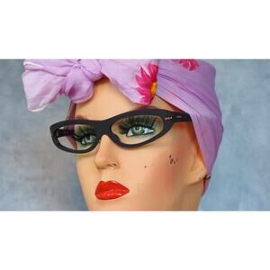 Vintage 1960s De Lotto Cat Eye Eyeglasses Frame Faux Wood Pin up Italy NOS